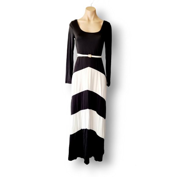 Black & white two-way, long-sleeve maxi dress One size fits AU 8, 10, 12, 14 NWT - Picture 4 of 8